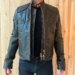 DSQUARED2 Men’s Motorcycle Jacket with removable vest, 100% Leather Size 48